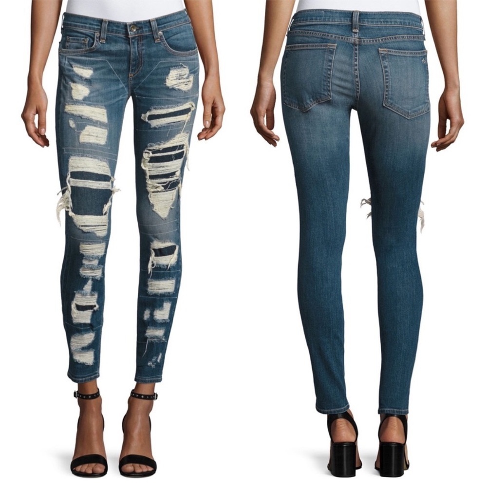 Rag & Bone Dre Slim Boyfriend Jeans Ada Brigade Denim Distressed Women’s Size 26